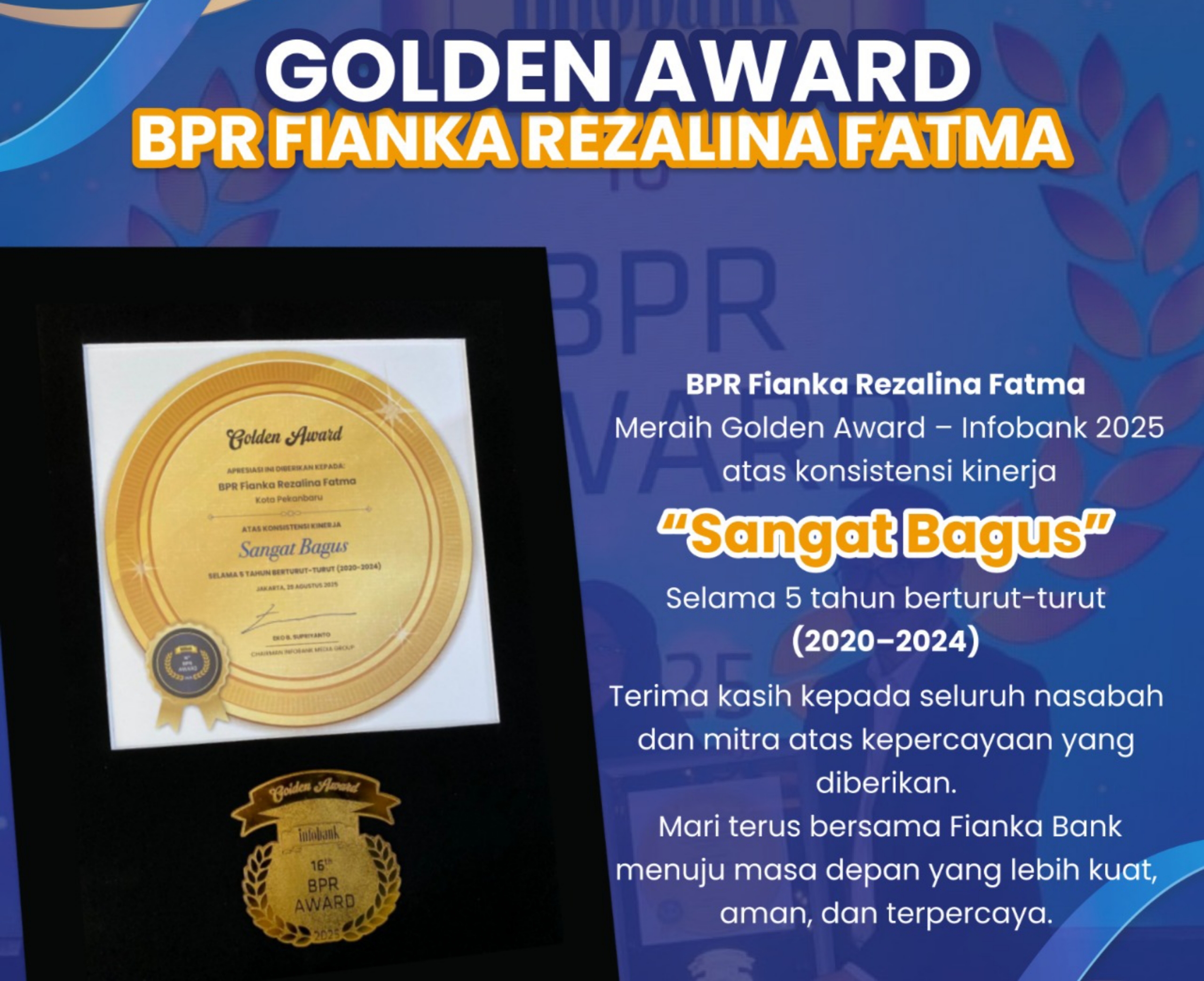 BPR Fianka Rezalina Fatma Meraih 2 Penghargaan Bergengsi Pada Event Info Bank Award 2025